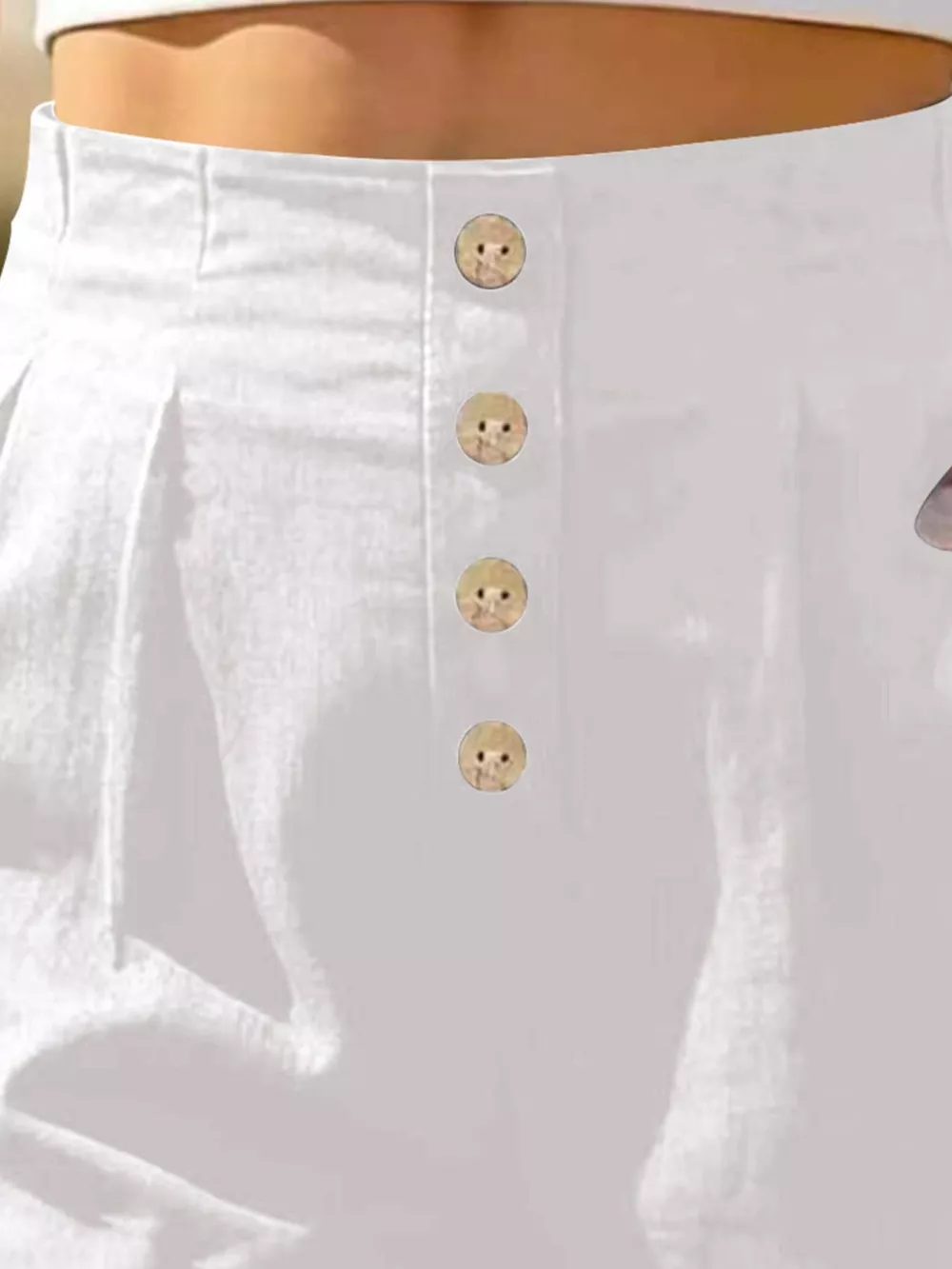 Button Fly High Waist Shorts, image 2