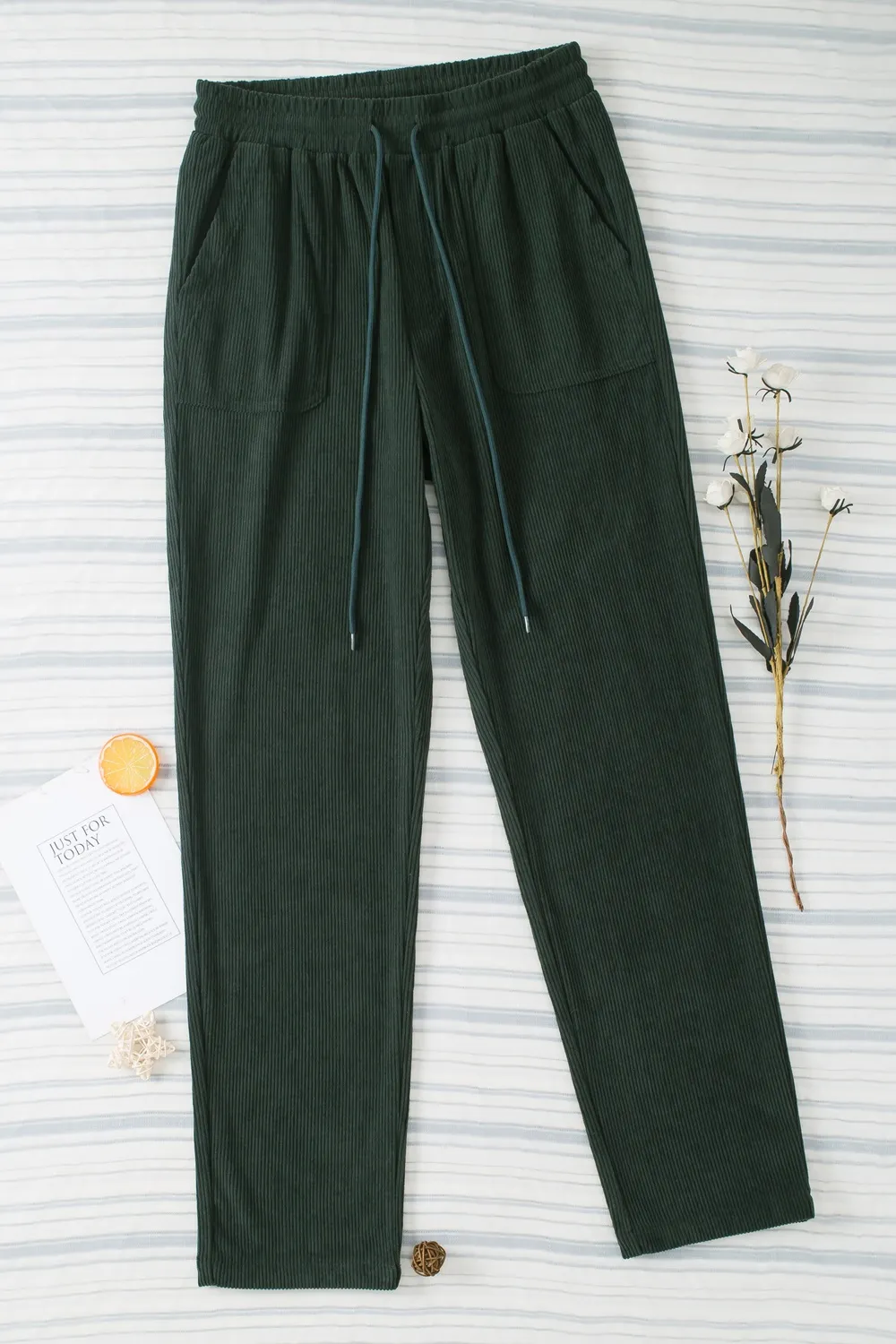 Drawstring Straight Pants with Pockets, image 13