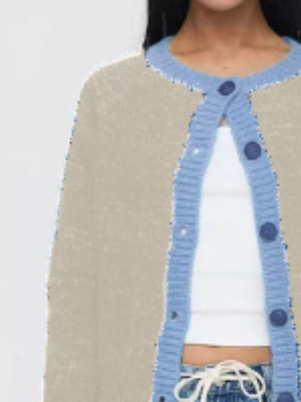 Contrast Trim Button-Up Cardigan, image 11