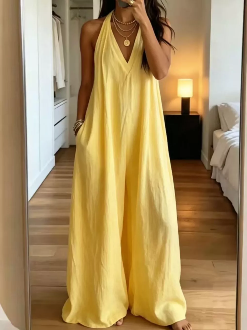 Full Size Halter Neck Wide-Leg Jumpsuit Plus Size, image 9