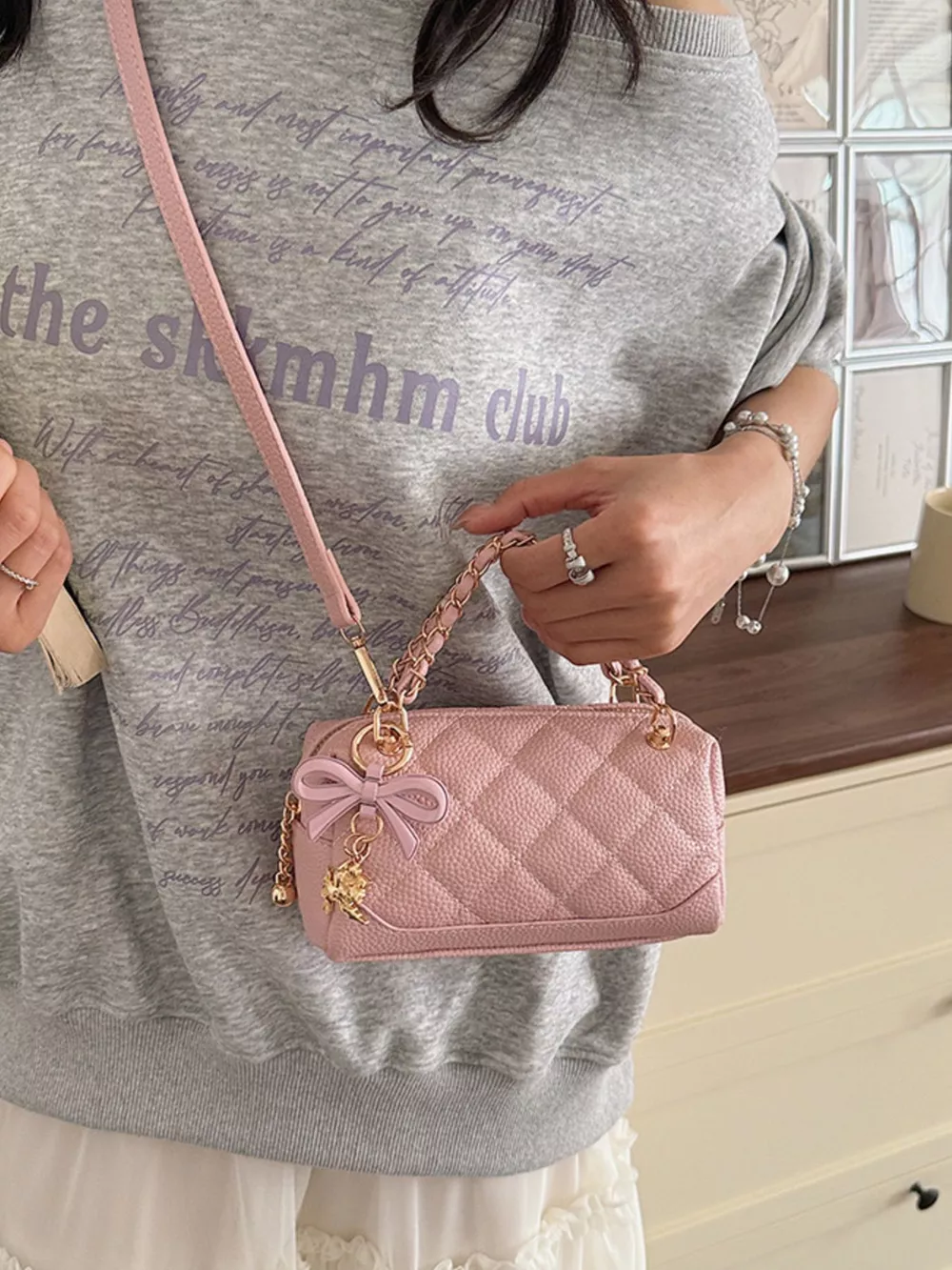 Quilted Chain Crossbody Bag, image 6