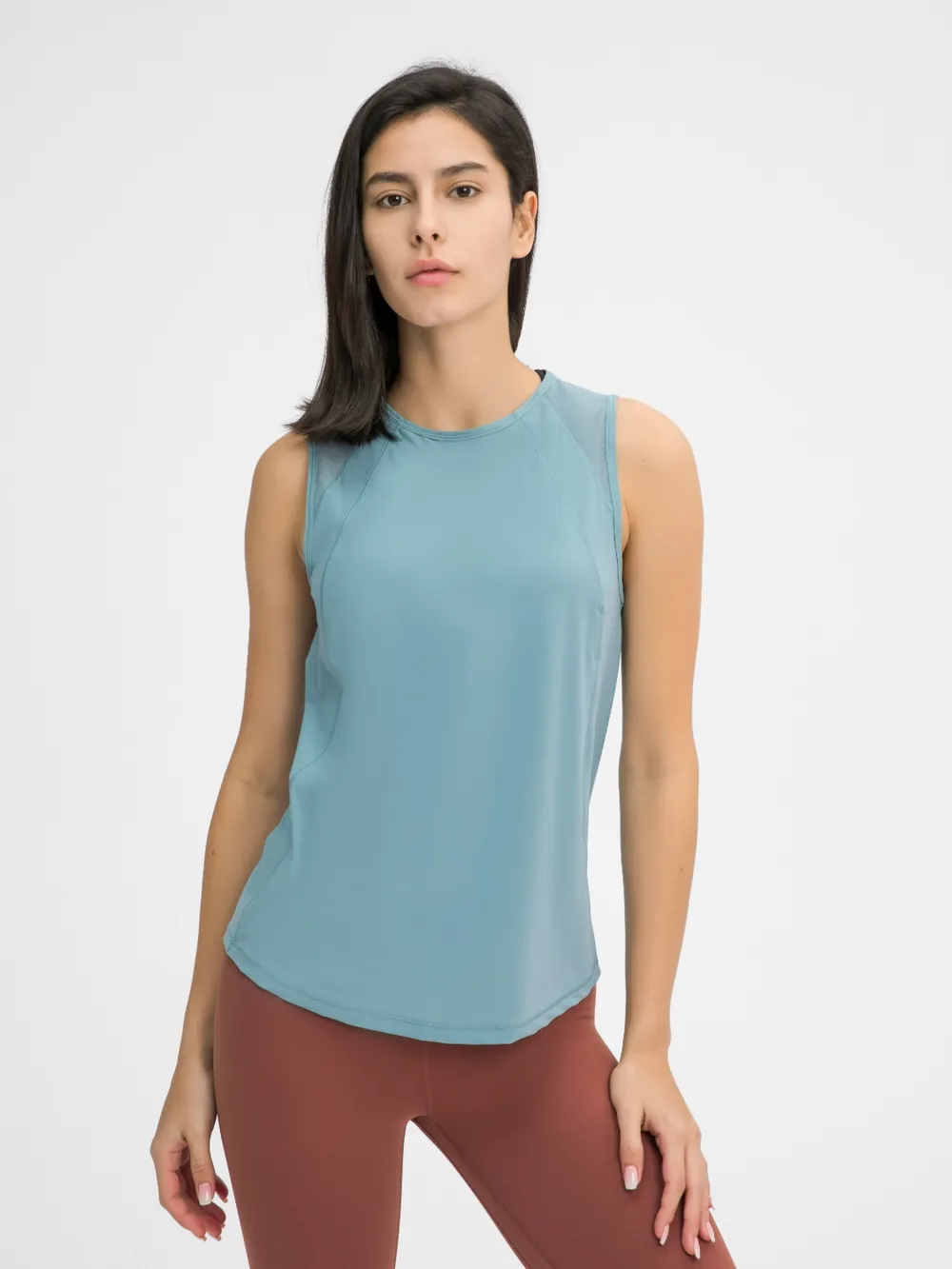 Cutout Back Round Neck Active Tank, image 17