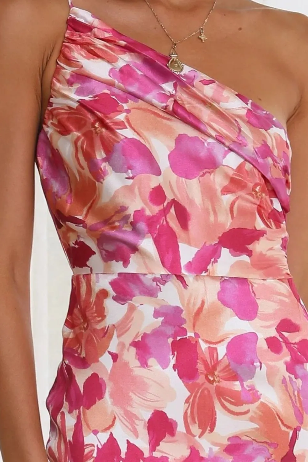 Ruched Printed Single Shoulder Midi Dress, image 6