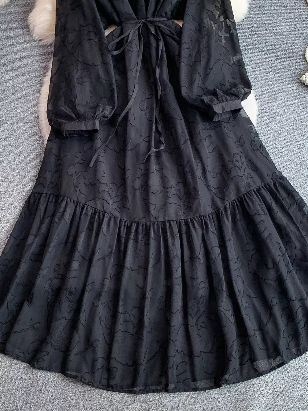 Tie Waist Long Sleeve Dress