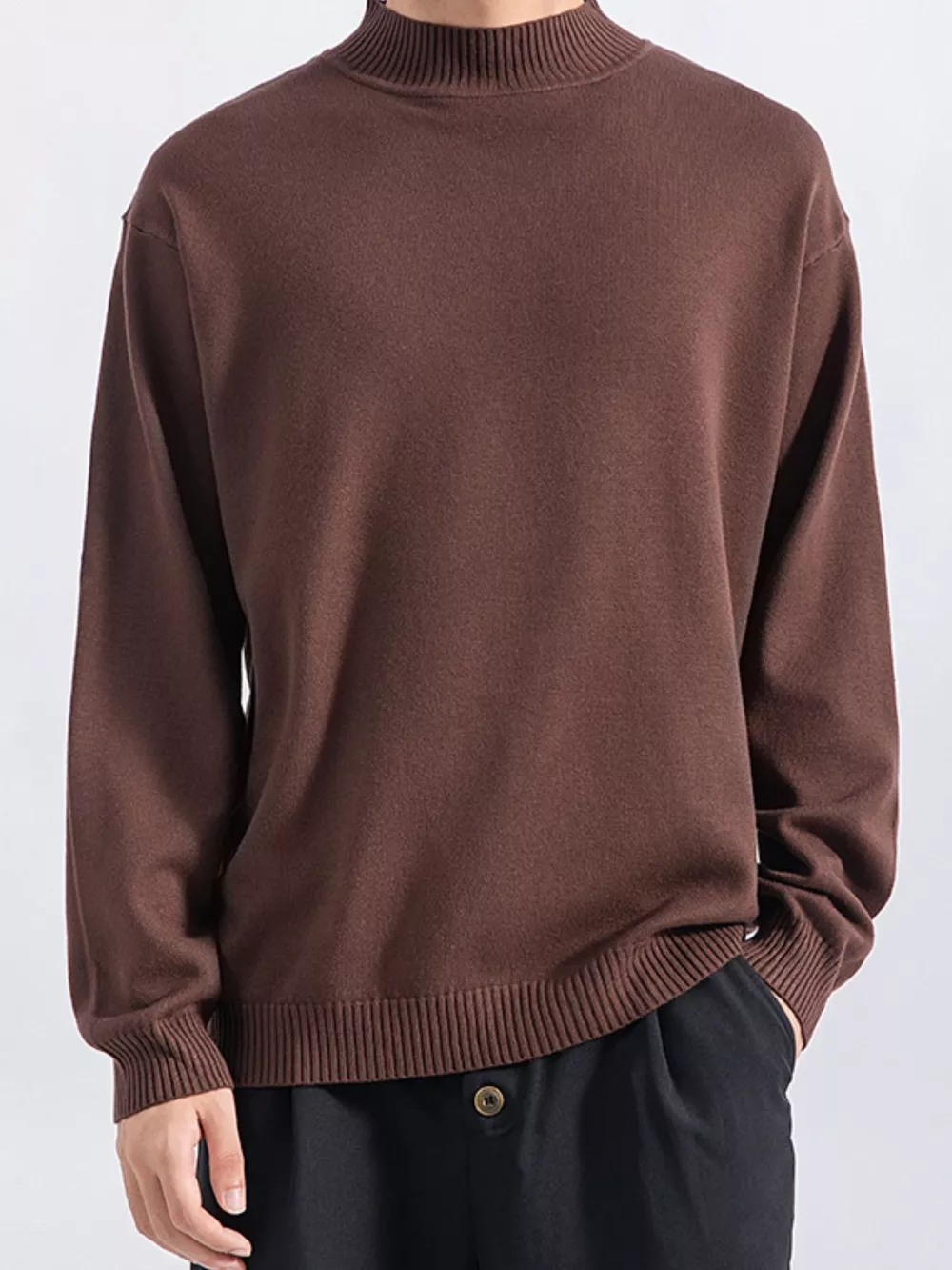 Men's Plus Size Minimalist Mock Neck Sweater, image 18
