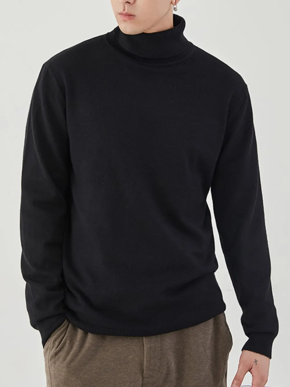 Men's Plus Size Ribbed Hem Long Sleeve Sweater, image 2
