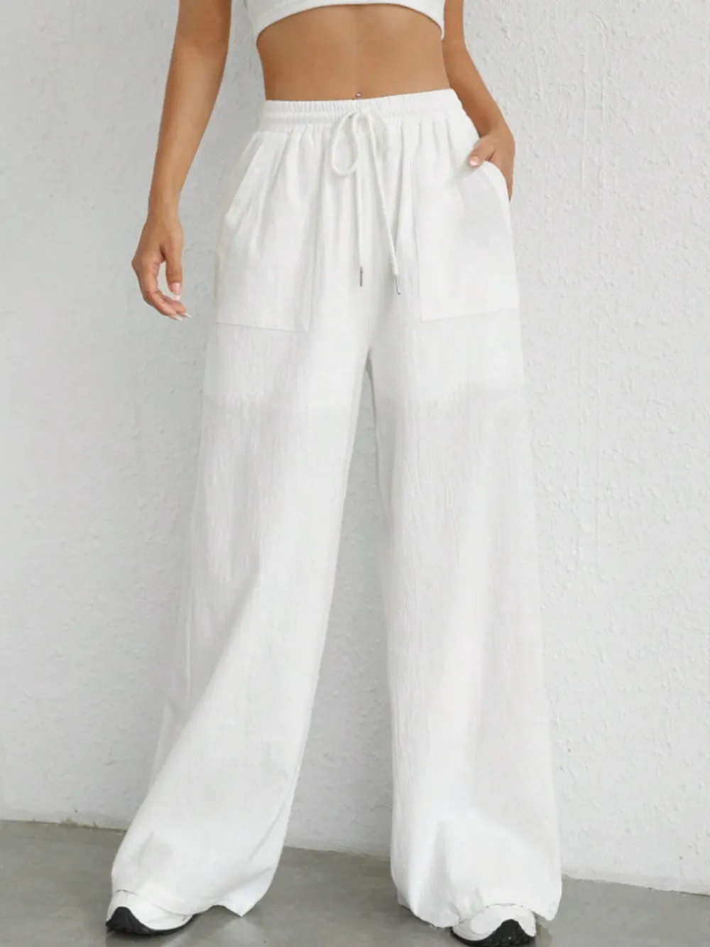 Drawstring Wide Leg Pants, image 2