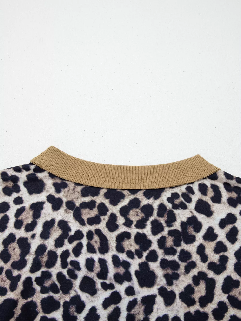 Leopard Print Color Block Round Neck Top, image 6
