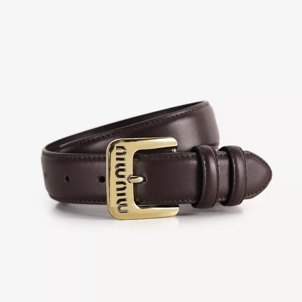 Golden Buckle Leather Belt, image 4