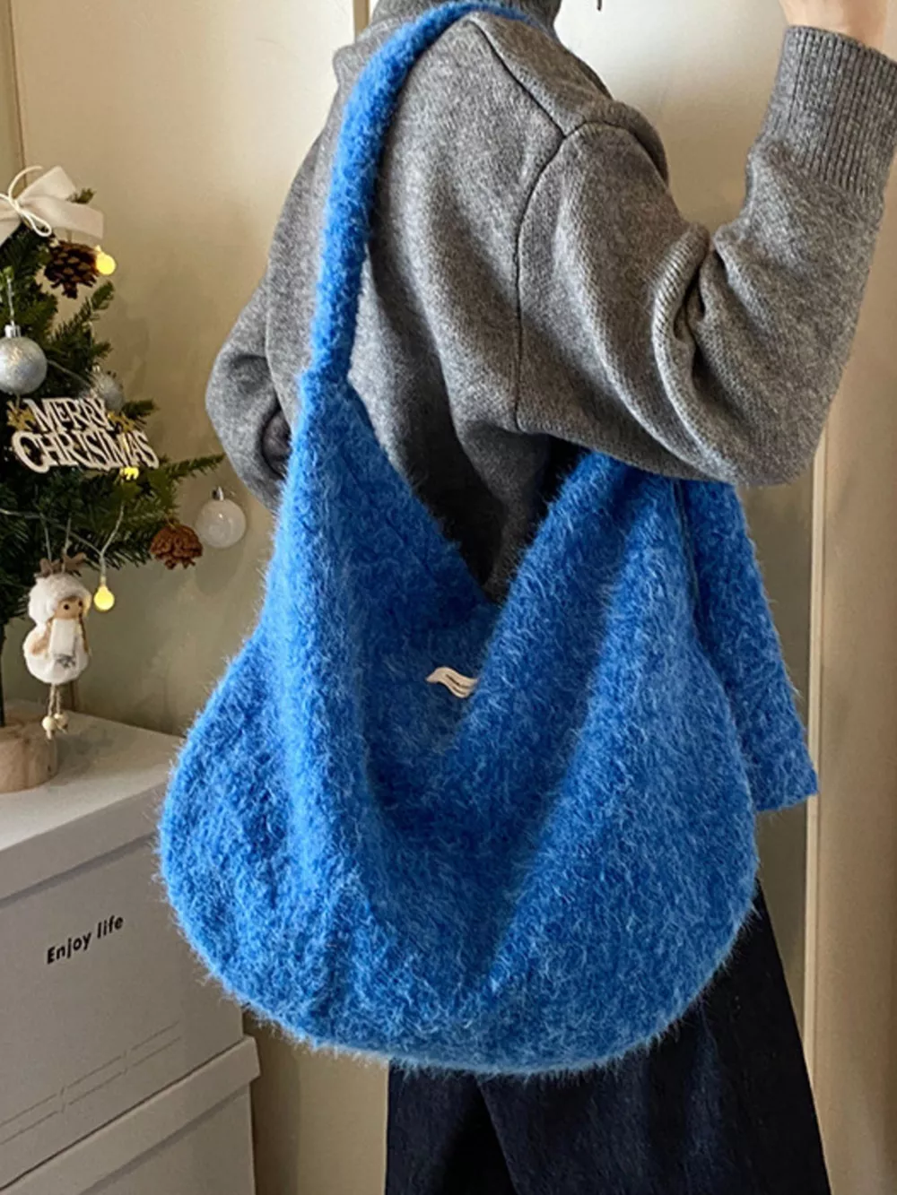 Fuzzy Solid Color Crossbody Bag, image 15