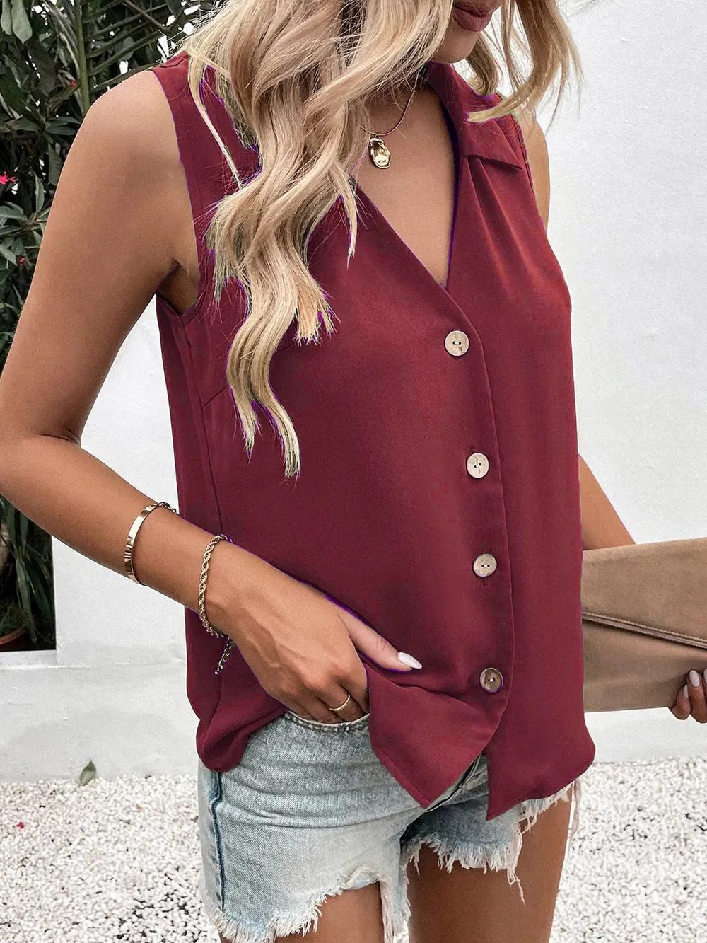 Full Size Johnny Collar Button Up Tank, image 11