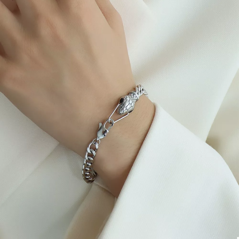 Titanium Steel Zircon Snake Bracelet