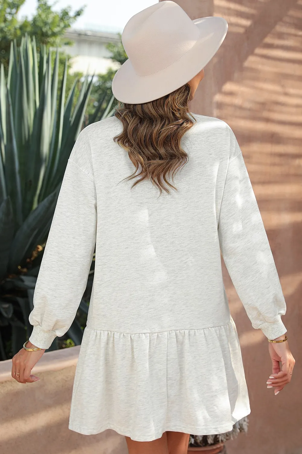 Round Neck Dropped Shoulder Mini Dress, image 6