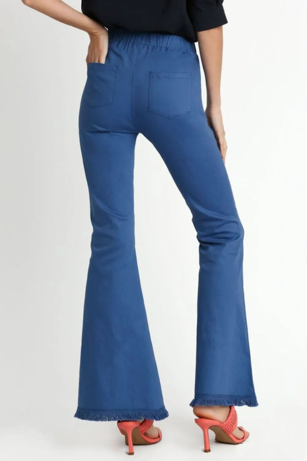 Full Size Wide Flare Leg Stretch Pants with Frayed Hem Plus Size, image 2