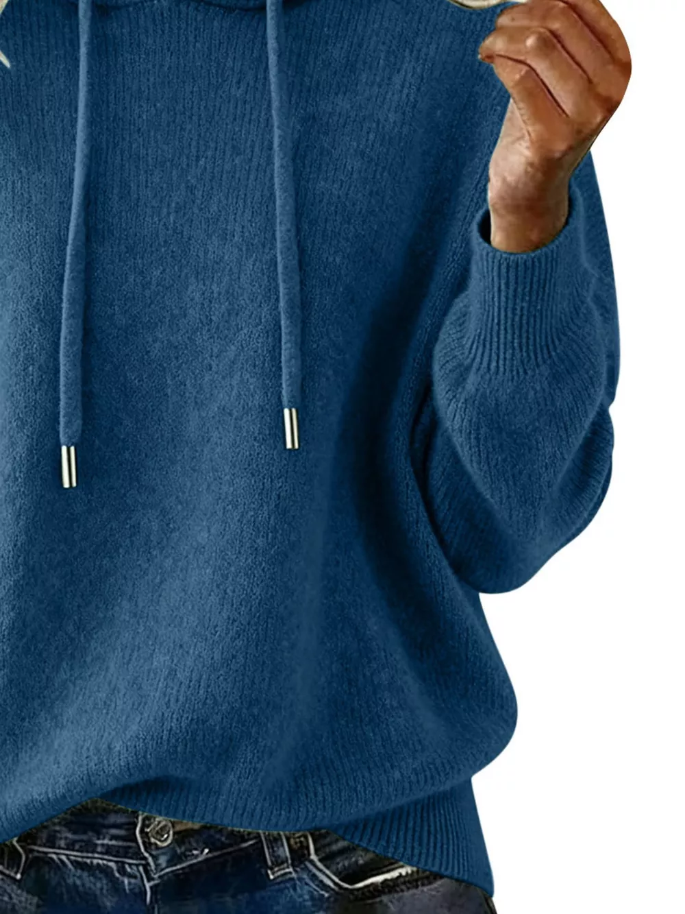 Drawstring Long Sleeve Hooded Sweater, image 17