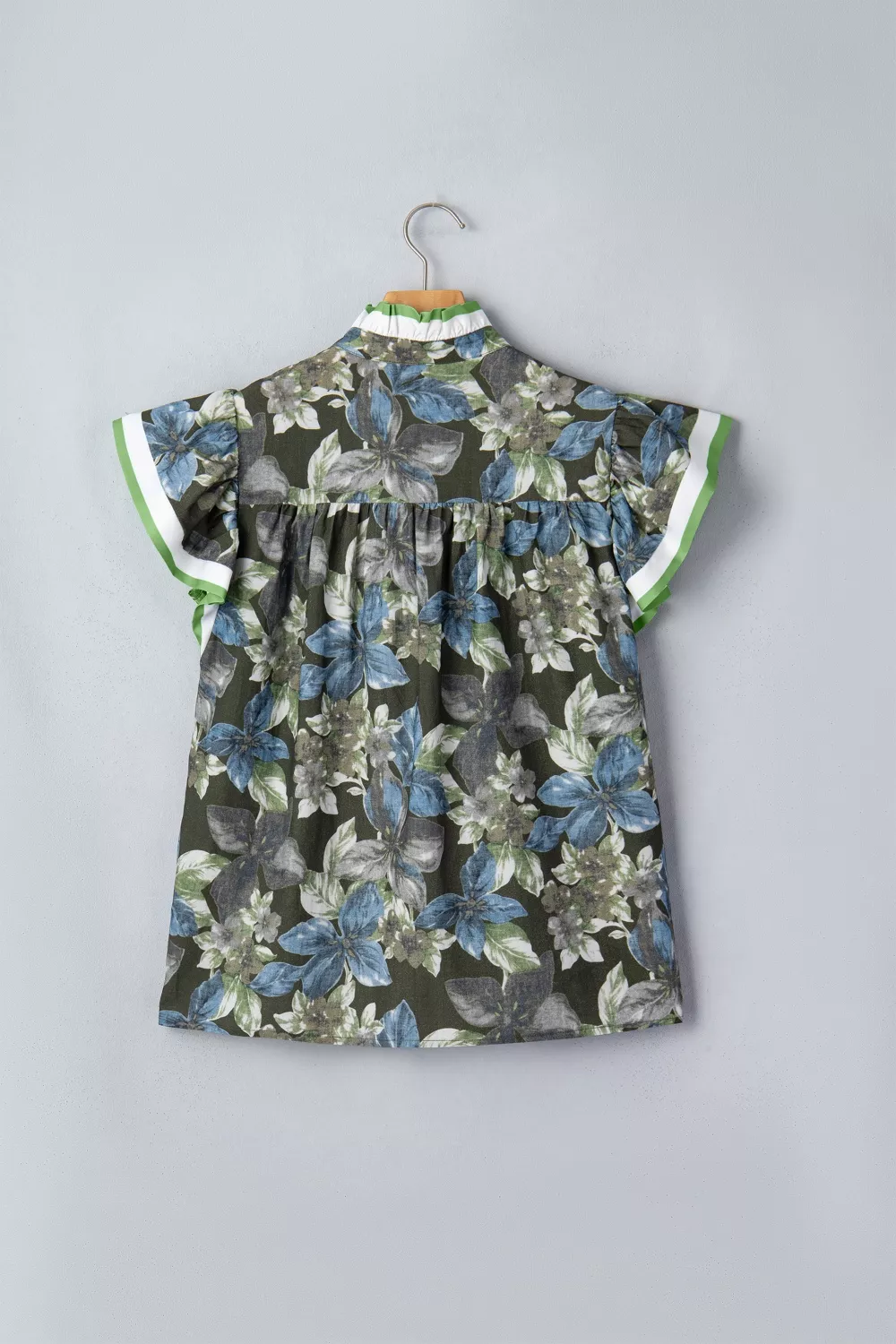 Ruffled Short Sleeve Floral Summer Blouse, image 6