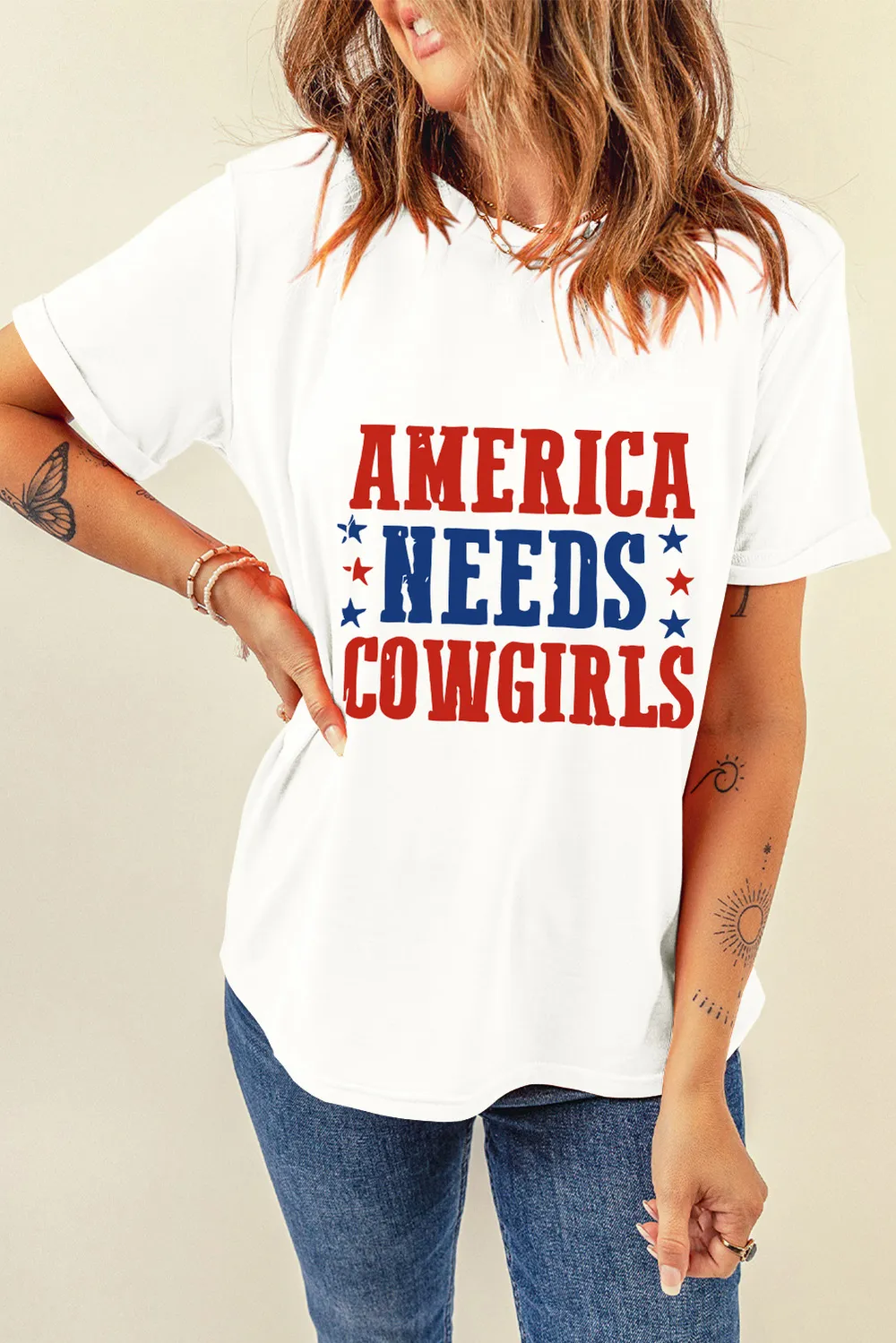 Letter Graphic Round Neck Short Sleeve T-Shirt, image 4