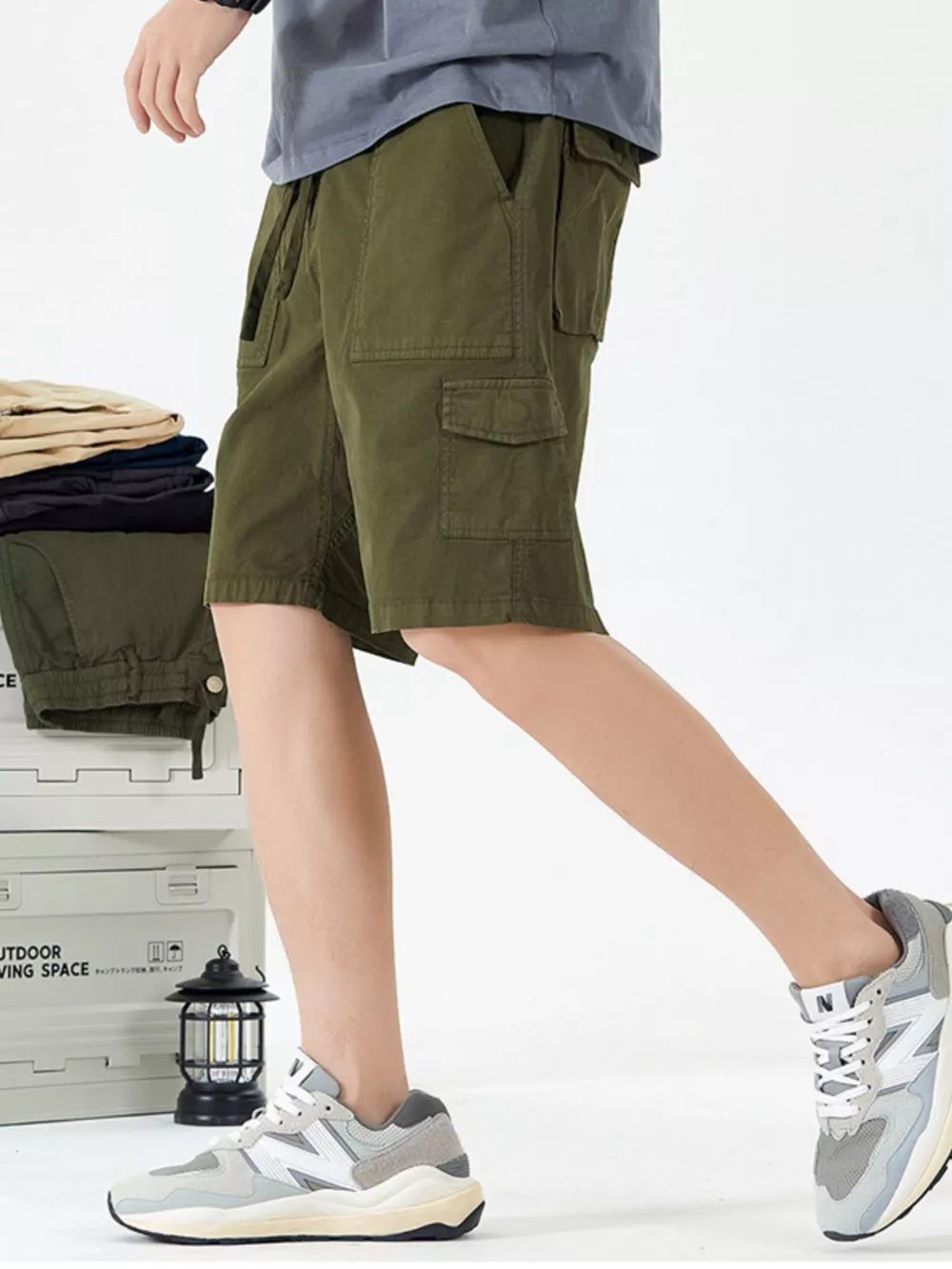 Men's Full Size Casual Cargo Shorts with Drawstring Plus Size, image 4