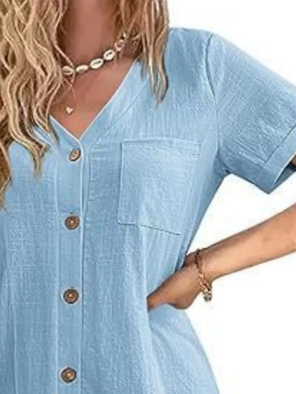 Full Size Button-Down Ruffle Hem Mini Dress Plus Size, image 9