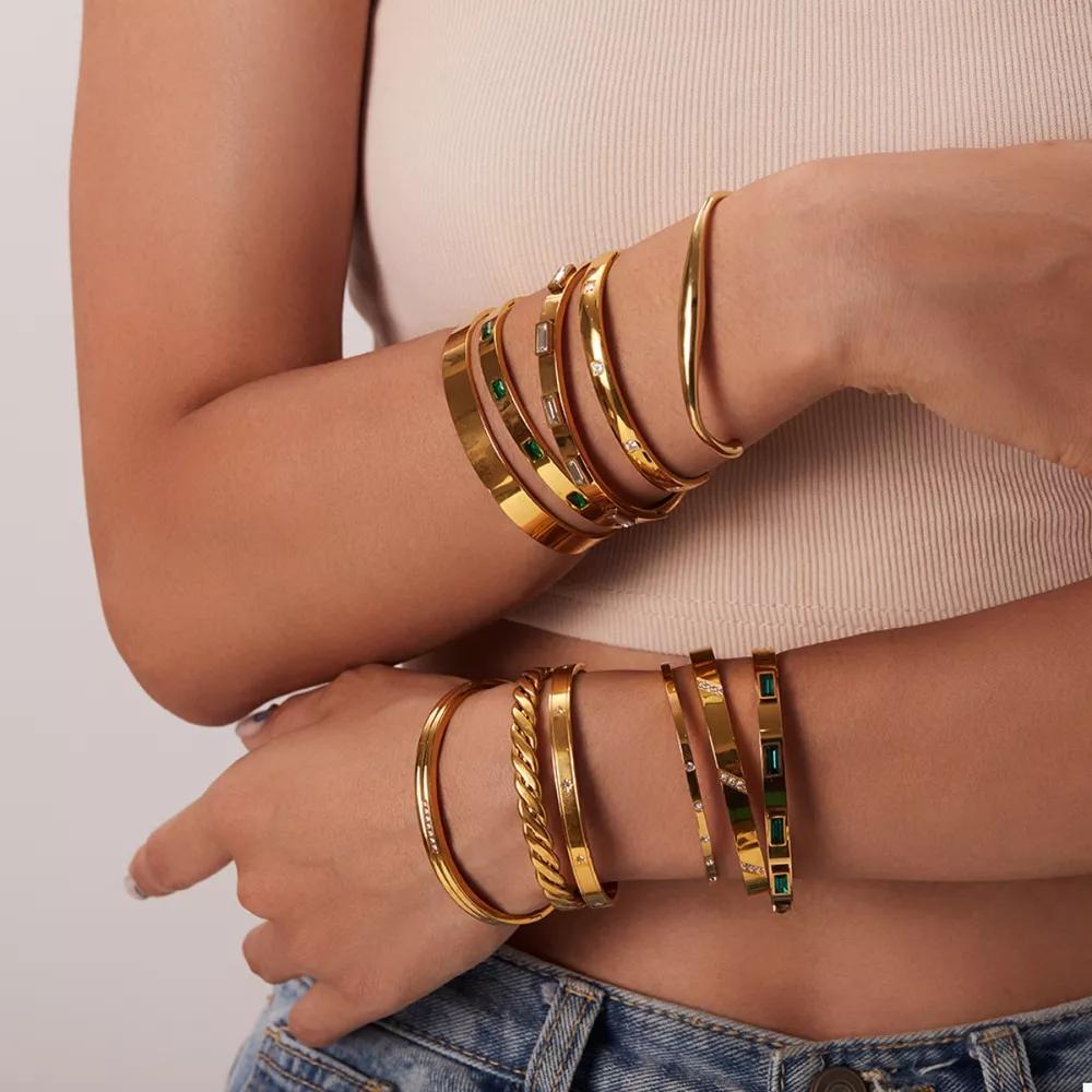 18K Gold-Plated Stainless Steel Zircon Bracelet, image 4