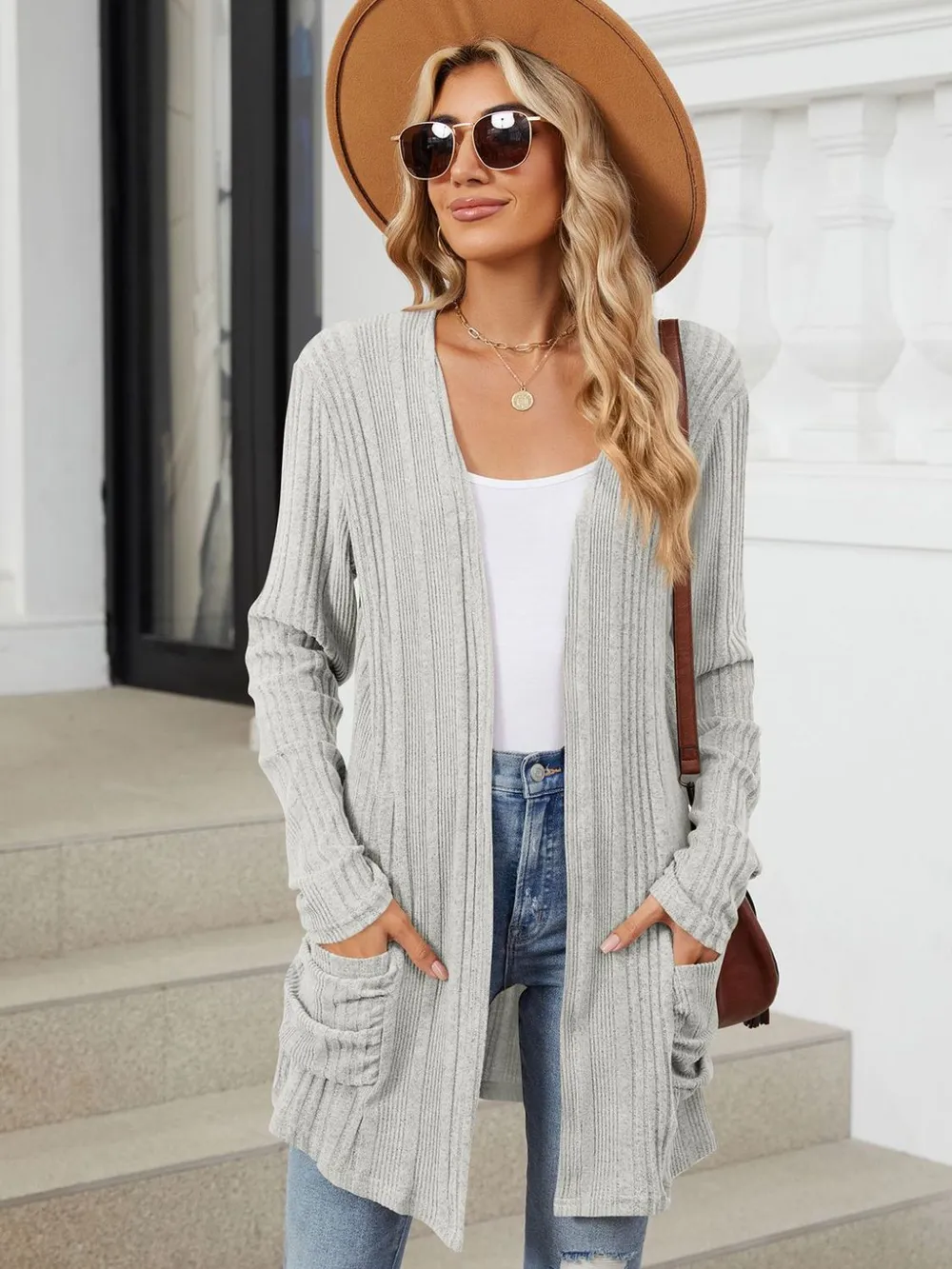 Pocketed Open Front Long Sleeve Cardigan, image 12