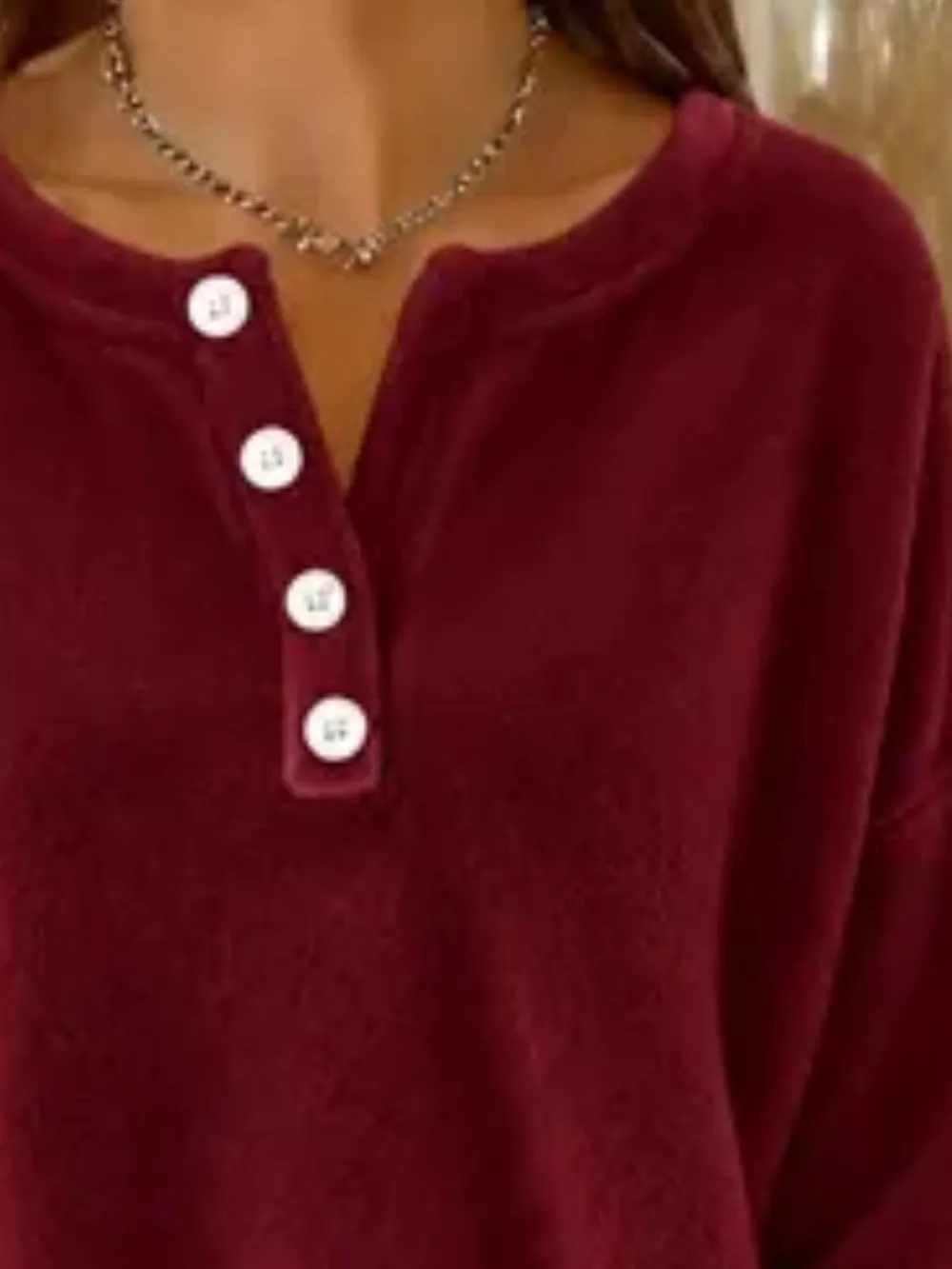 Button Detail Dropped Shoulder Sweatshirt, image 4