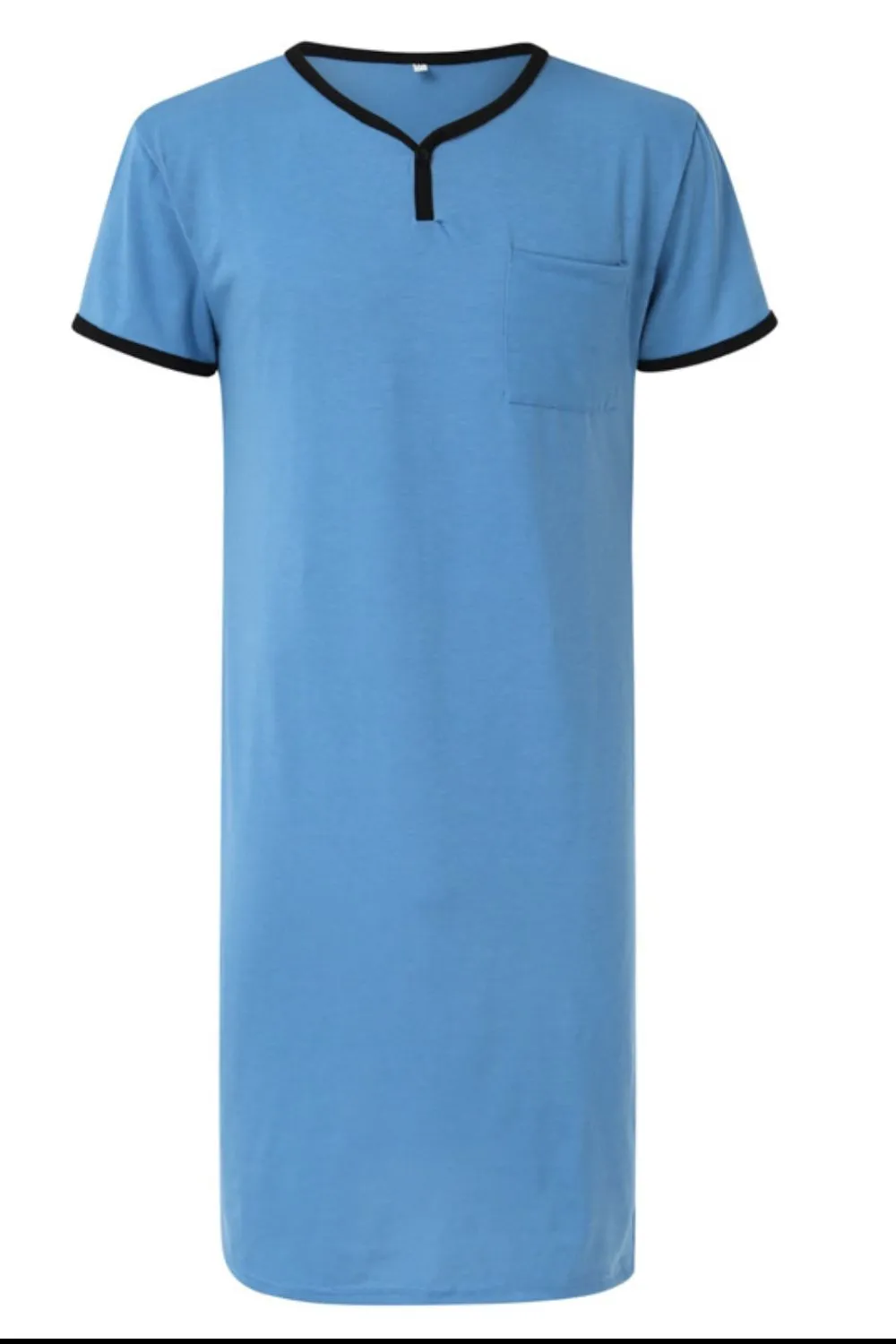 Men's Plus Size Contrast Trim Short Sleeve Lounge Tee Dress, image 5