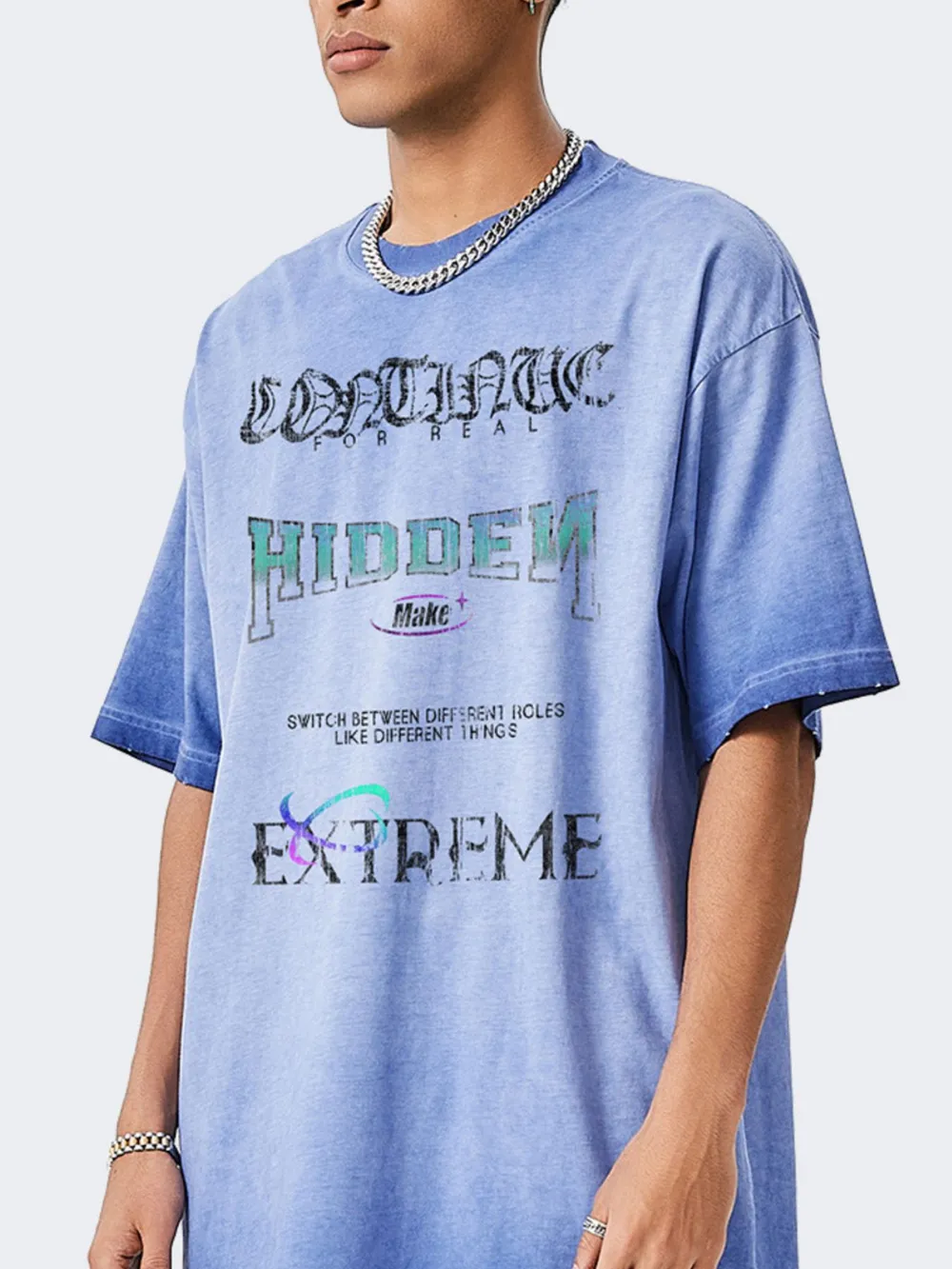 Men's Letter Graphic Round Neck Short Sleeve T-Shirt, image 2