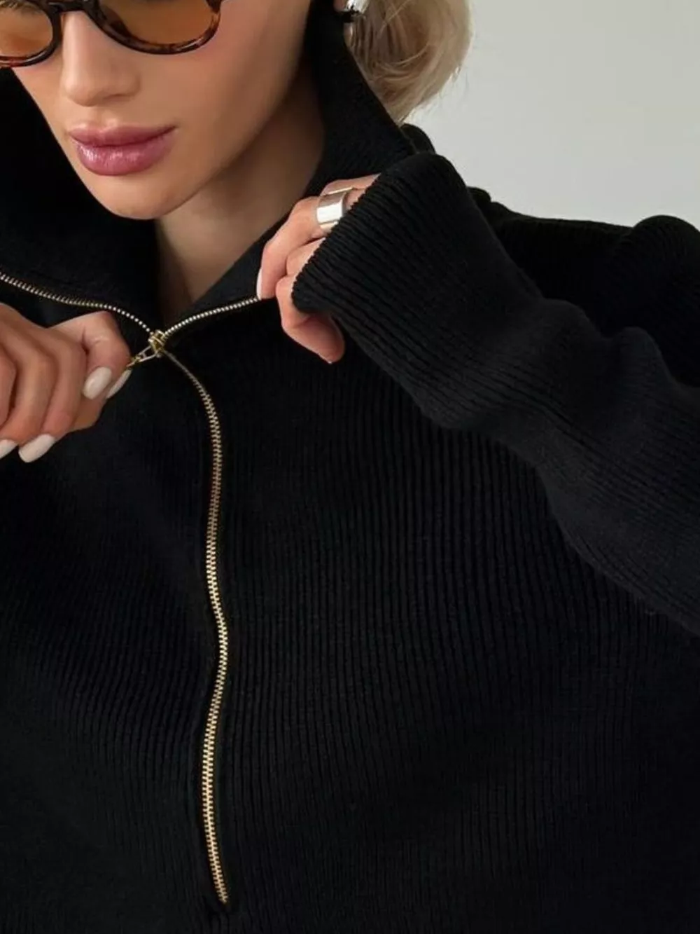 Ribbed Knit Quarter-Zip Sweater, image 12
