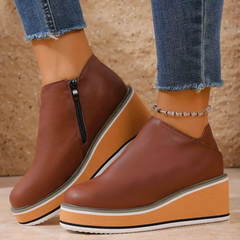 Round Toe Wedge Ankle Boots, image 14