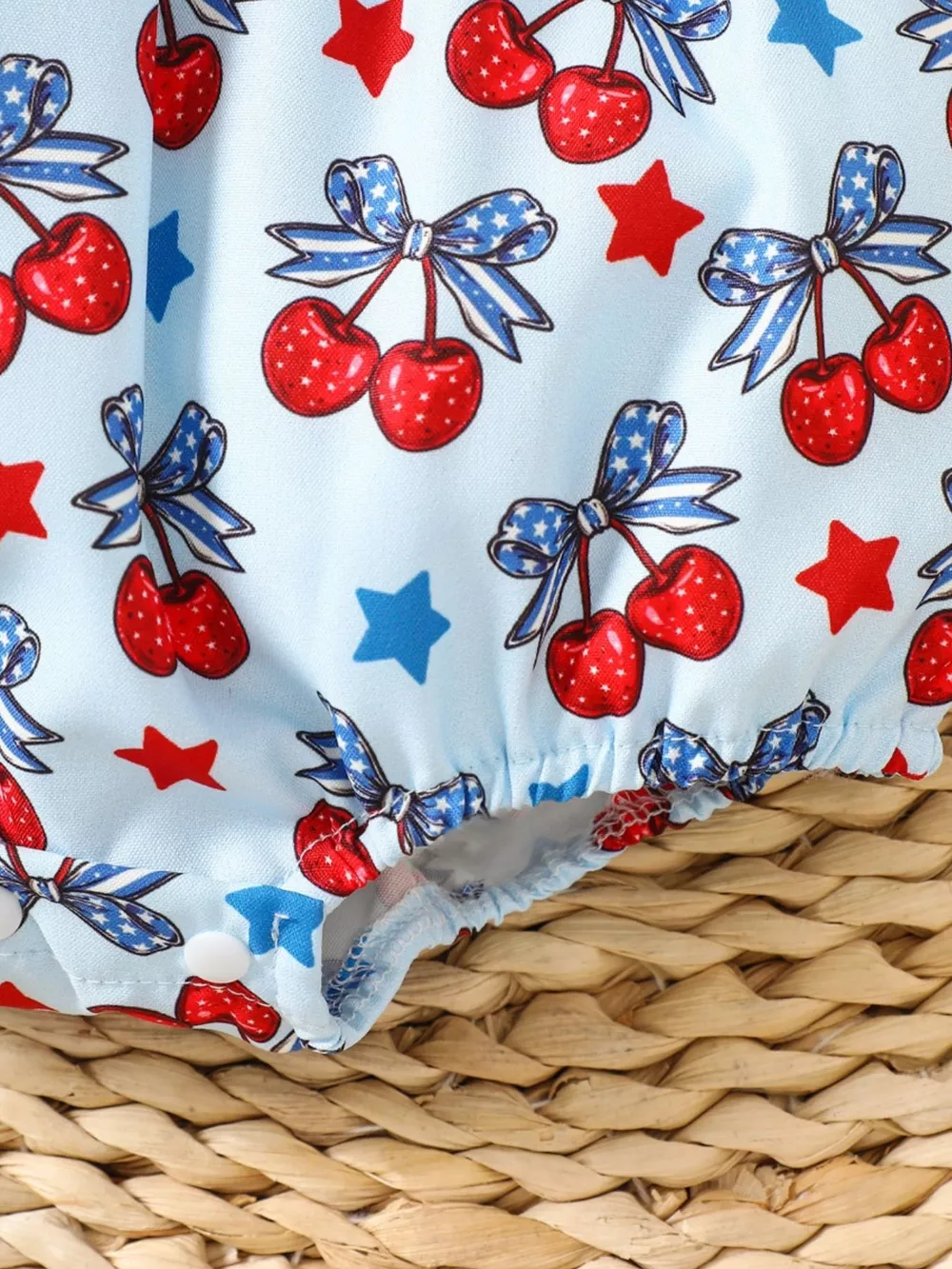 Children's Cherry Print Ruffle Sleeve One-Piece, image 4