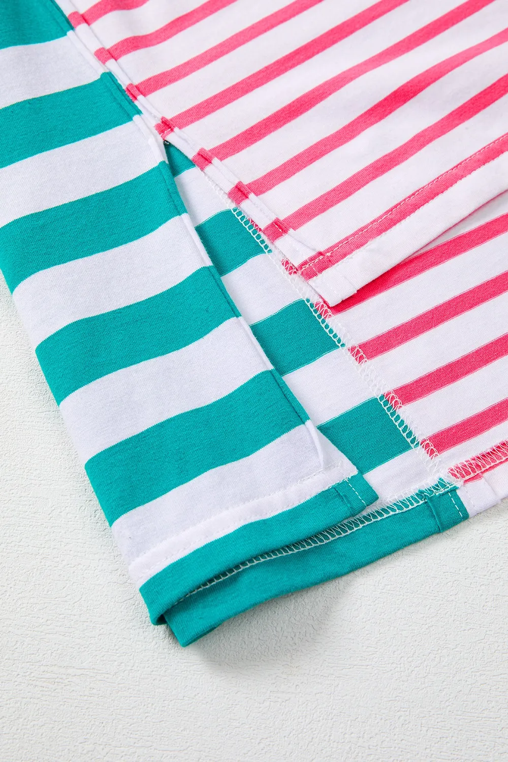 Color Block Striped Batwing Sleeve T-Shirt, image 7