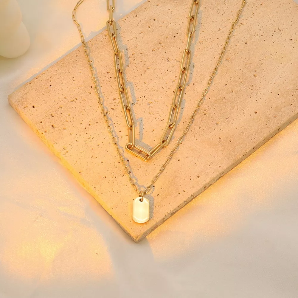 18K Gold-Plated Double Layered Necklace, image 5