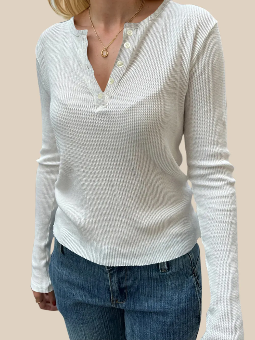 Quarter Button Long Sleeve T-Shirt, image 4