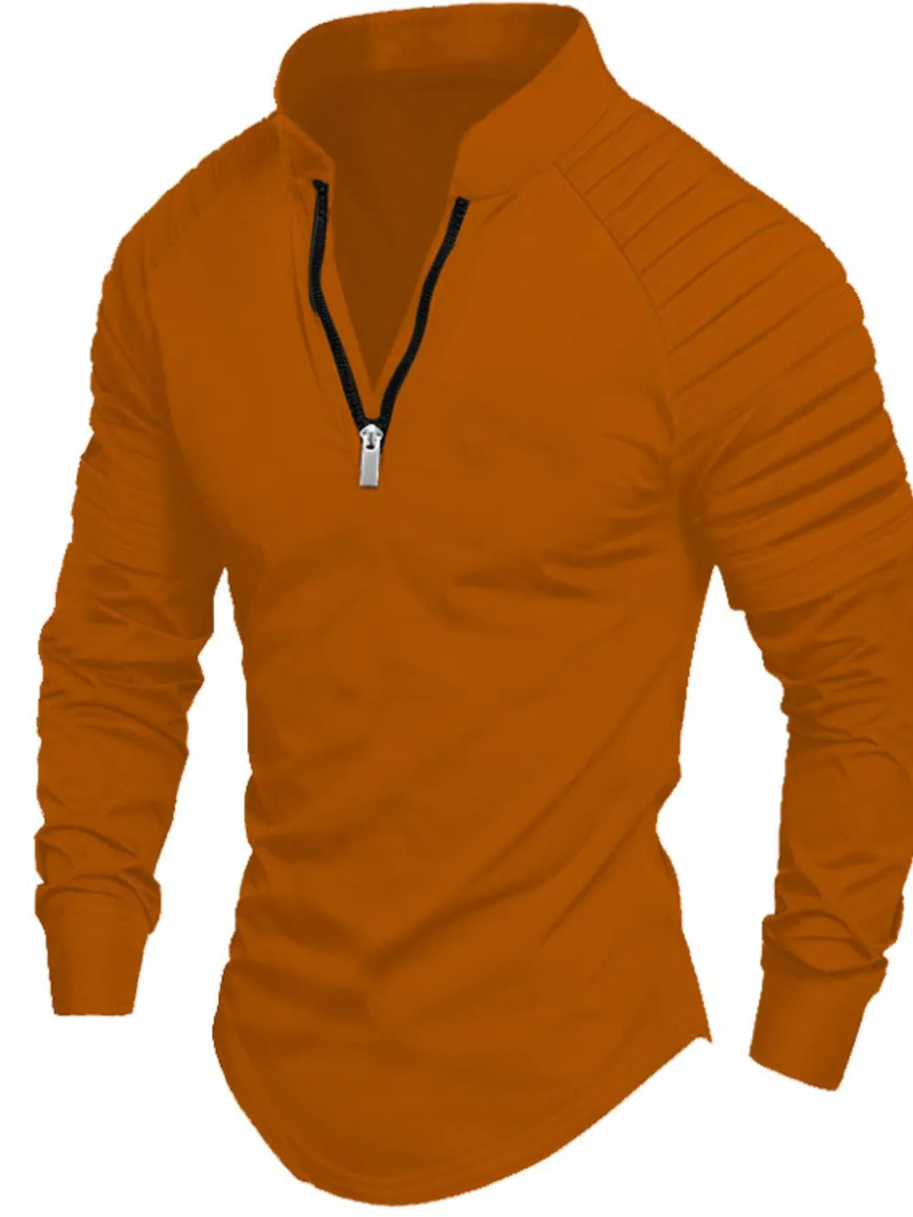 Men's Full Size Quarter Zip Long Sleeve Polo Plus SIze, image 7