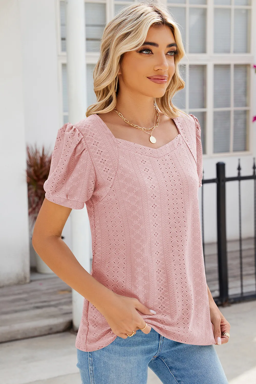 Eyelet Puff Sleeve T-Shirt, image 27