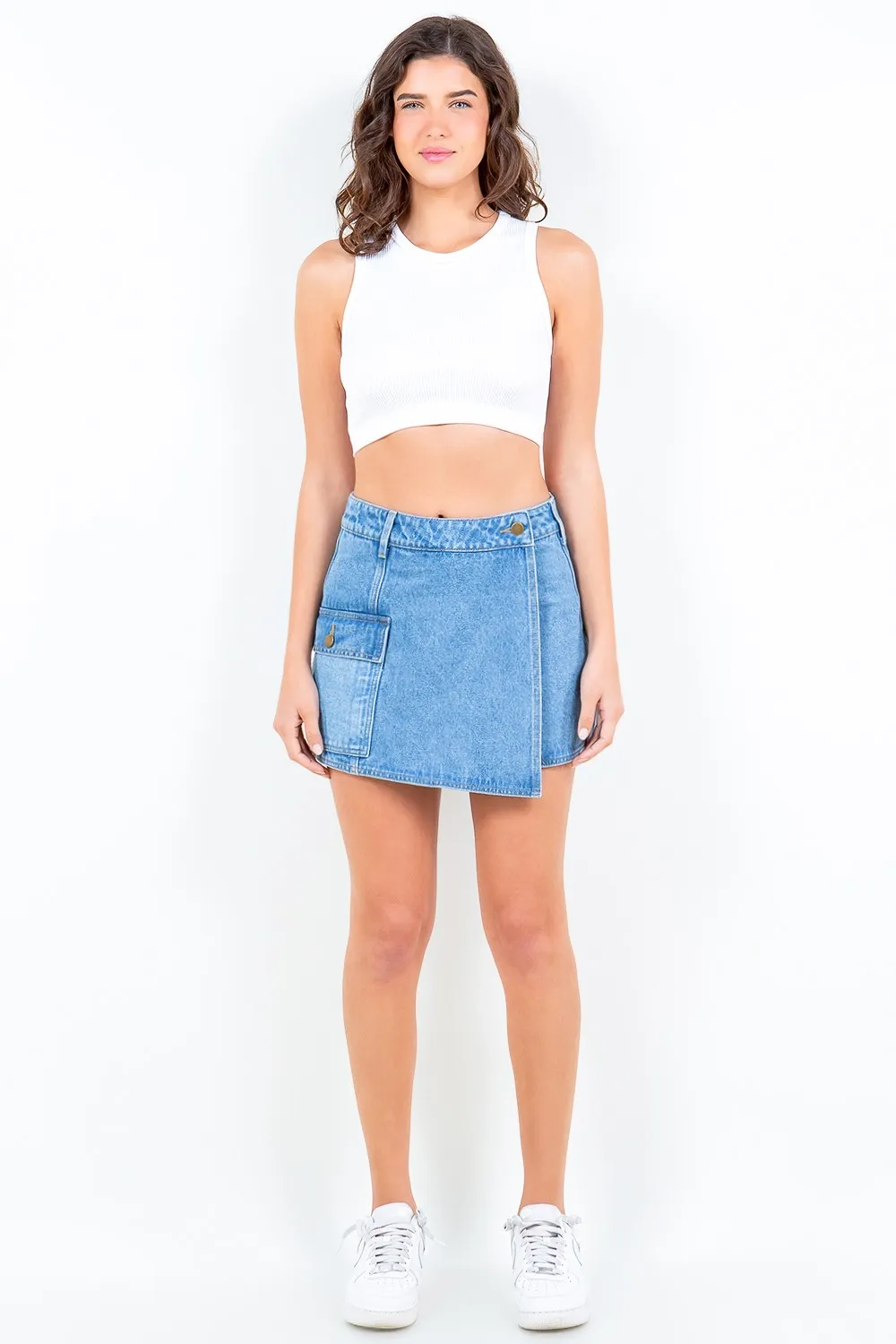 Cargo Pocket Denim Skort, image 4