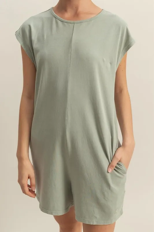Round Neck Cap Sleeve Relaxed Fit Breezy Romper, image 4