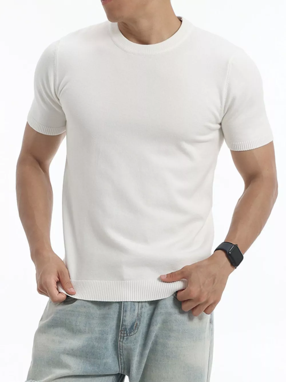 Men's Plus Size Casual Short Sleeve Knit Top, image 12