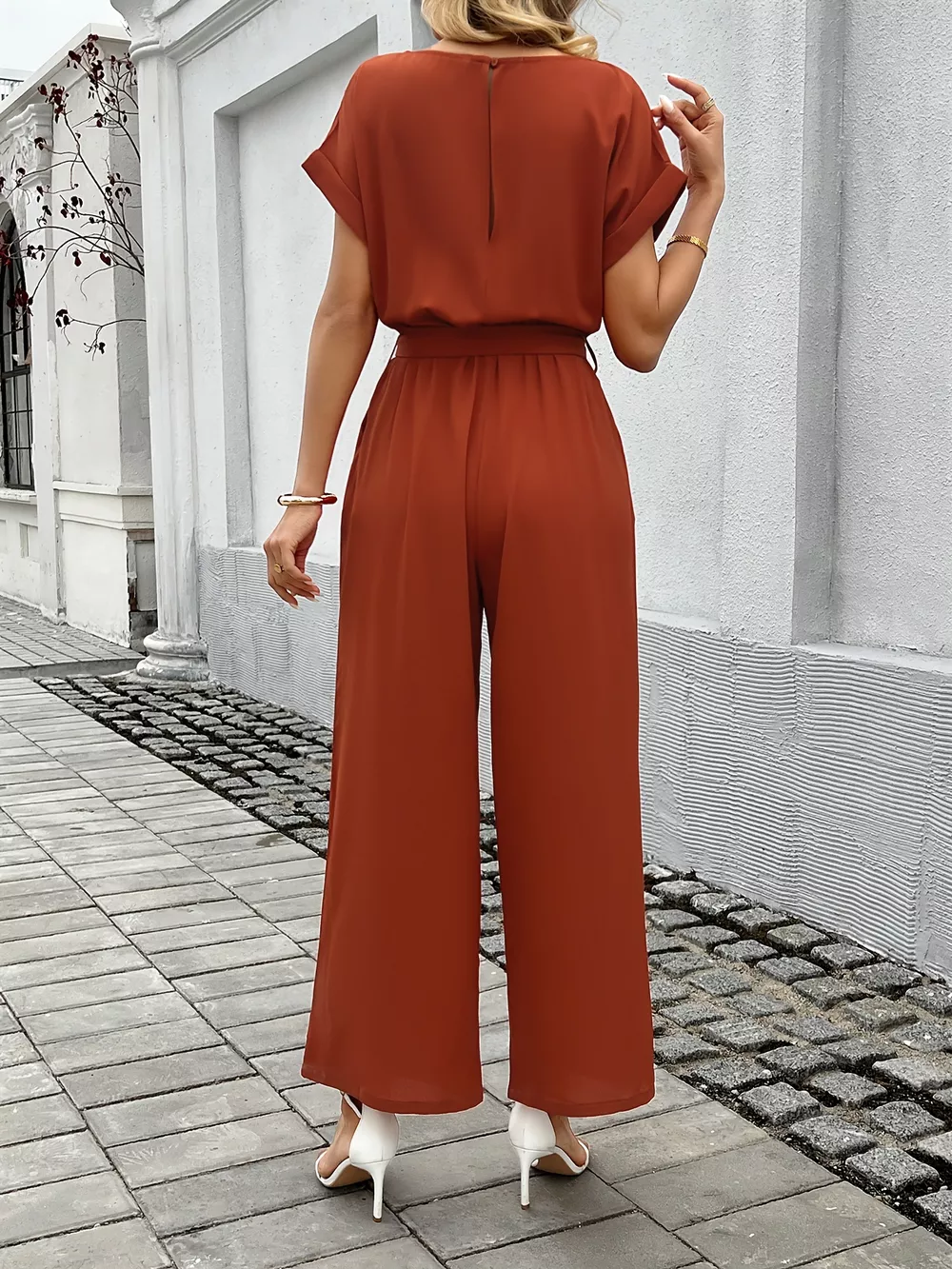 Tie Waist Wide Leg Jumpsuit, image 3