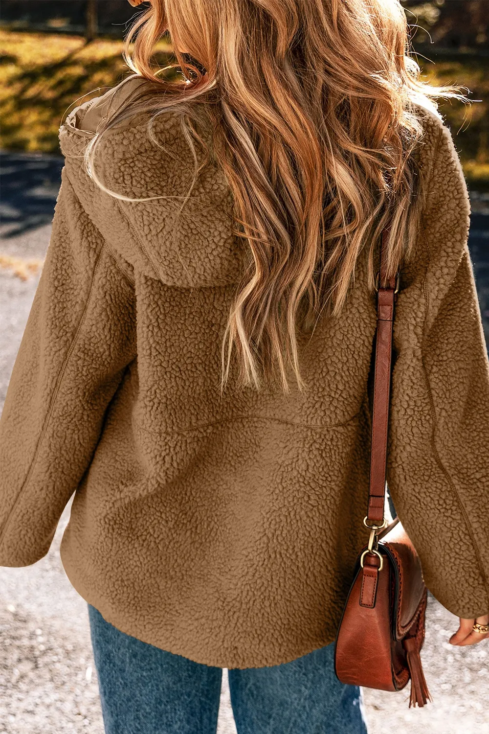 Drawstring Fleece Zip Up Hooded Jacket, image 13
