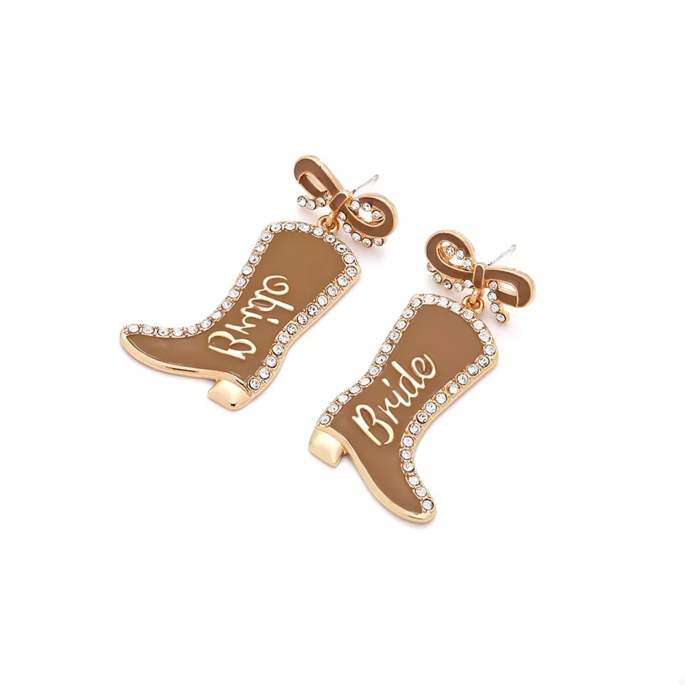 Cowgirl Boot Dangle Earrings with Bow, image 5
