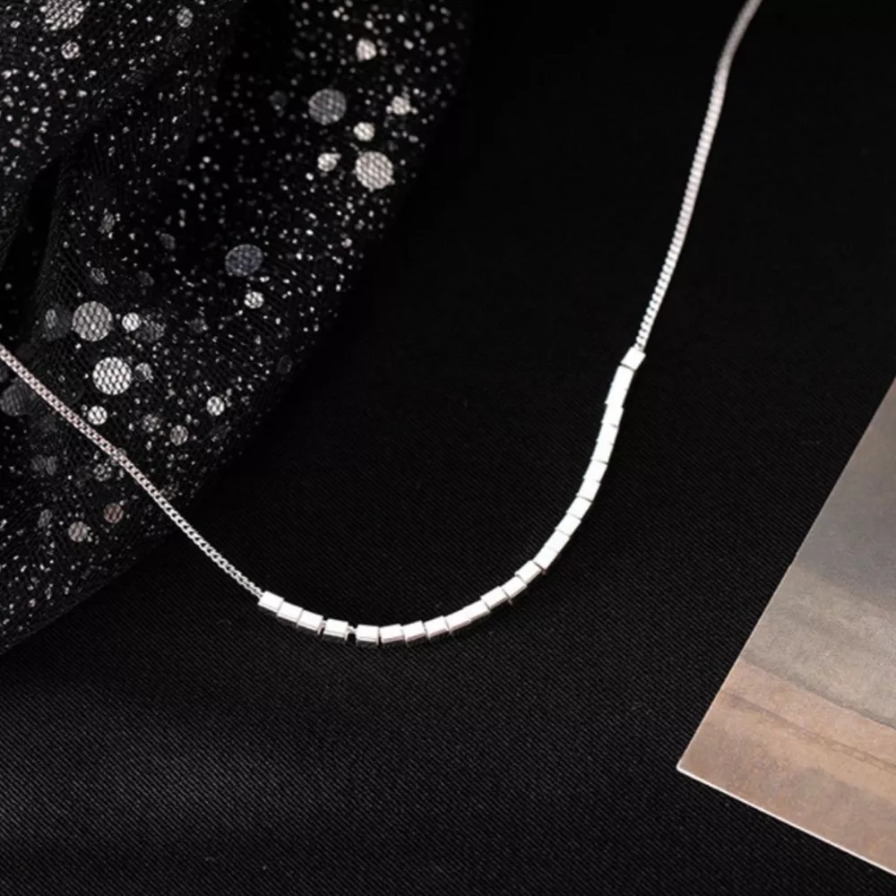 925 Sterling Silver Cube Necklace, image 3