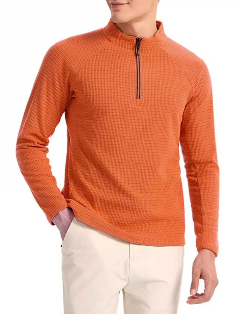 Men's Plus Size Textured Quarter- Long Sleeve Top, image 2