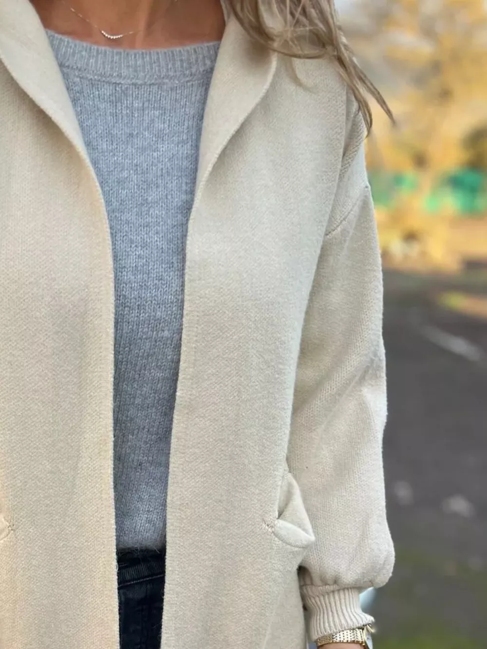 Full Size Open Front Drop Shoulder Hooded Cardigan Plus Size, image 7