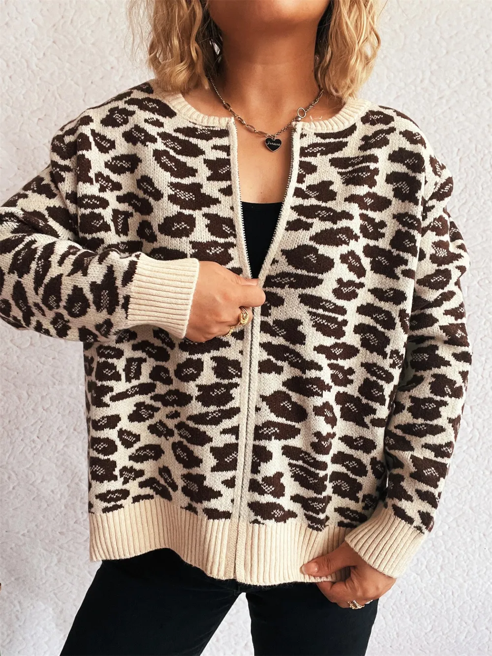 Zip Up Long Sleeve Cardigan
