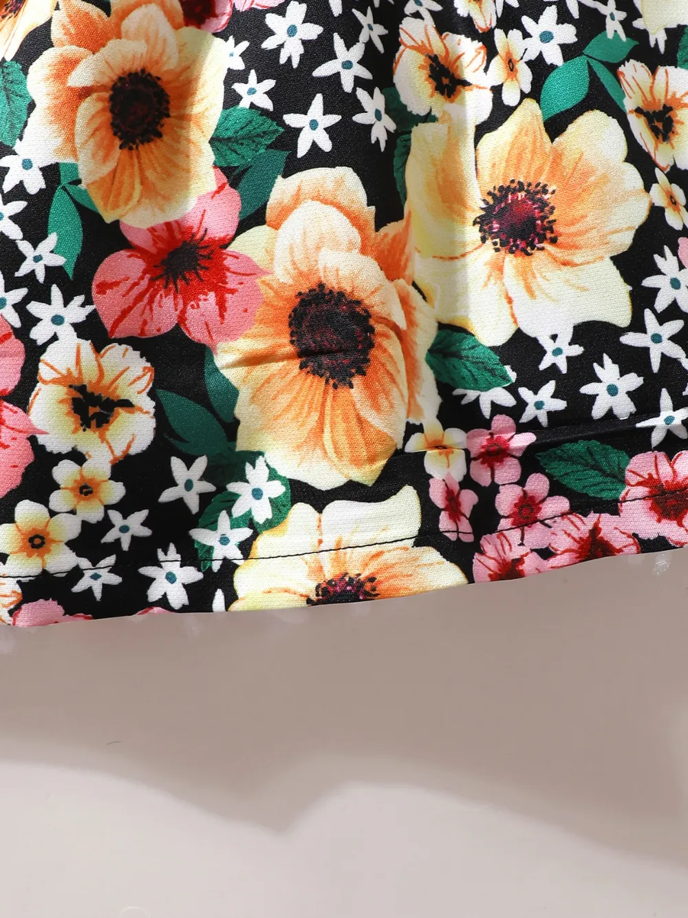 Children's Ruffled Bow Contrast Floral Dress with Headband, image 5