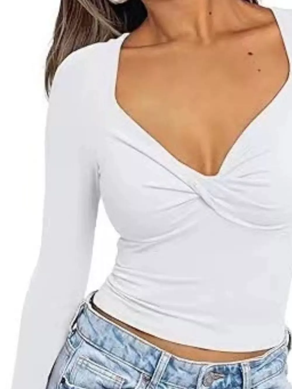 Twist Front Long Sleeve Fitted T-Shirt, image 10