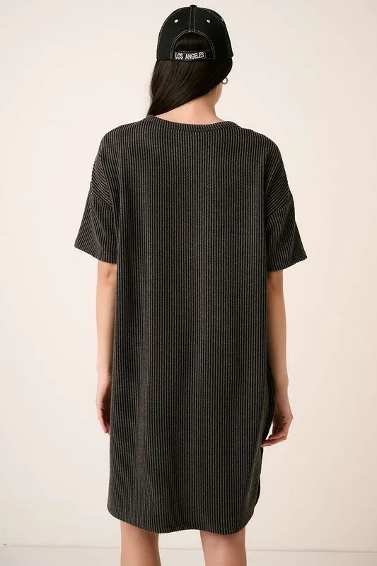 Urban Rib Knit Short Sleeve Tee Dress, image 2