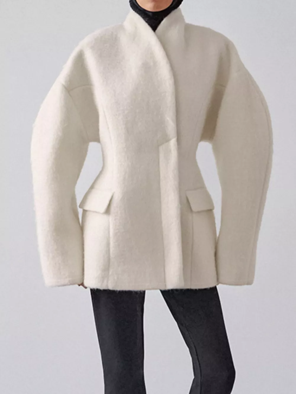Wool-Blend Leg-of-Mutton Sleeves Outerwear